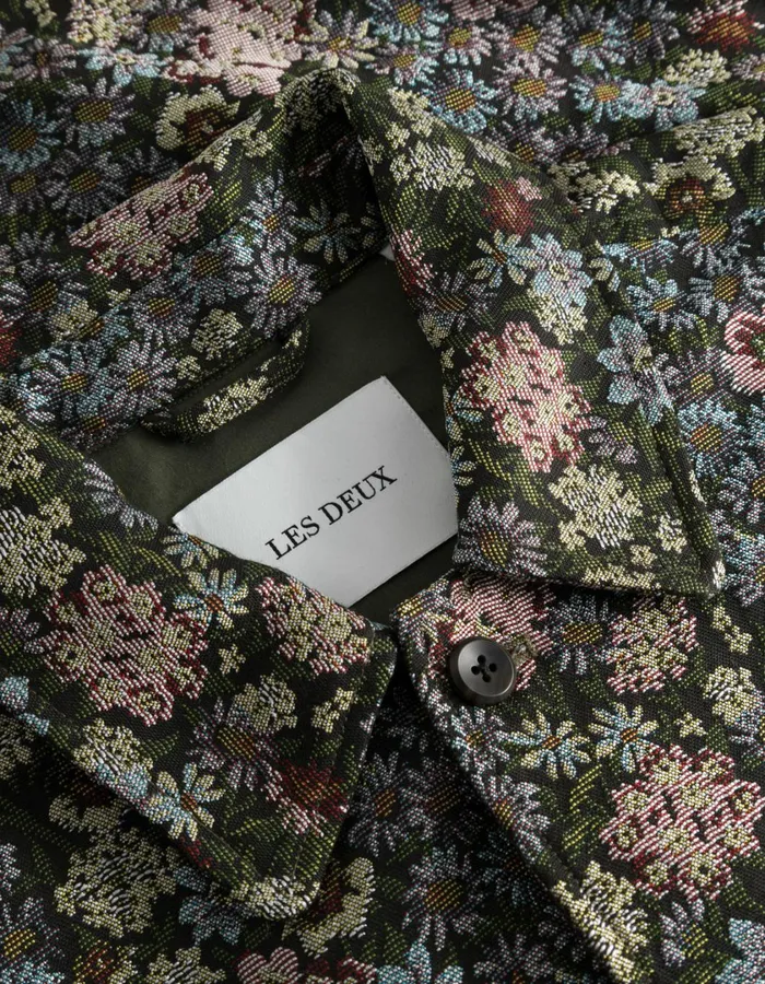 Men Jaiden Jacquard Overshirt 8211 RosinChive Green Les Deux ShirtsOvershirts