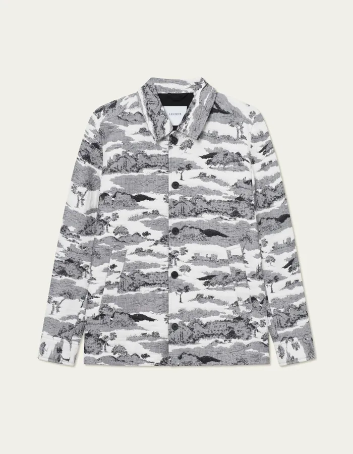 Men Jaiden Ruins Jaqcuard Overshirt 8211 WhiteBlack Les Deux ShirtsOvershirts