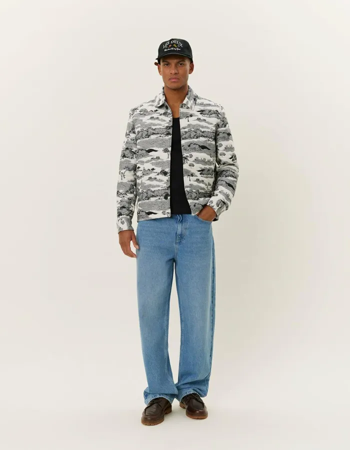 Men Jaiden Ruins Jaqcuard Overshirt 8211 WhiteBlack Les Deux ShirtsOvershirts