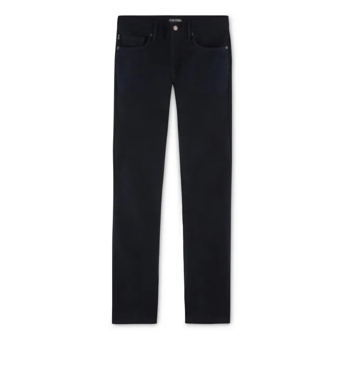Men Jeans Tom Ford Moleskin Stretch Slim Fit Denim Navy