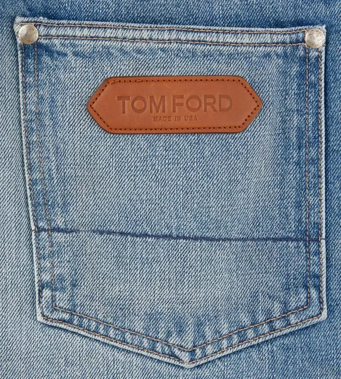 Men Jeans Tom Ford Summer Blue Tapered Fit Jeans Repaired Summer Blue Men Jeans Tom Ford Summer Blue Tapered Fit Jeans Repaired Summer Blue
