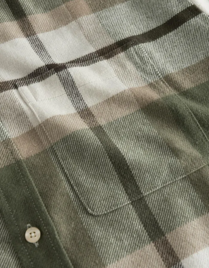 Men Jeremy Flannel Shirt 8211 Olive NightLead Grey Les Deux ShirtsOvershirts