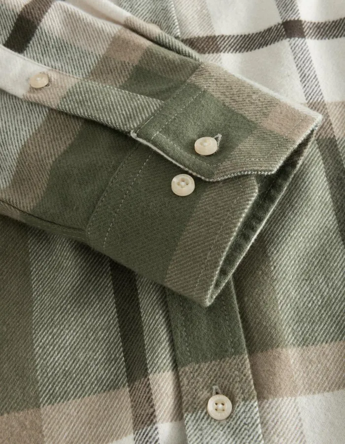 Men Jeremy Flannel Shirt 8211 Olive NightLead Grey Les Deux ShirtsOvershirts
