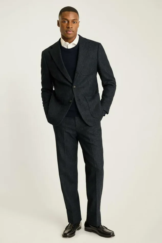 Men Jetsetter British Tweed Suit Navy Blue Bonobos Suits