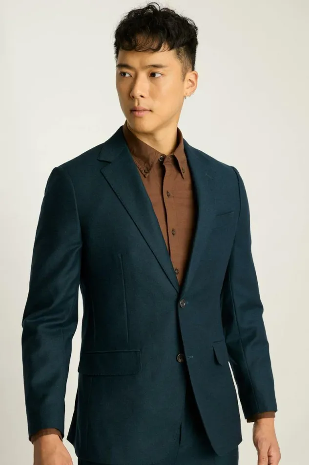 Men Jetsetter Italian Flannel Blazer Teal Green Bonobos Blazers and Sport Coats