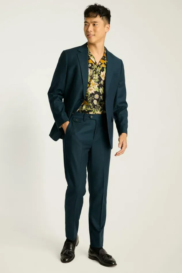 Men Jetsetter Italian Flannel Blazer Teal Green Bonobos Blazers and Sport Coats