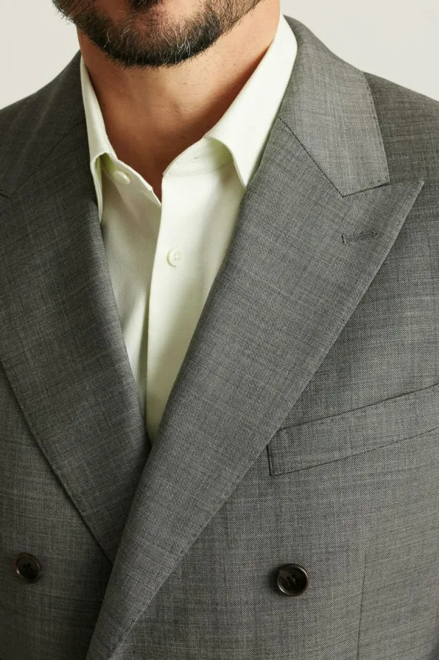 Men Jetsetter Italian Wool Double Breasted Blazer Grey Sharkskin Bonobos Blazers and Sport Coats