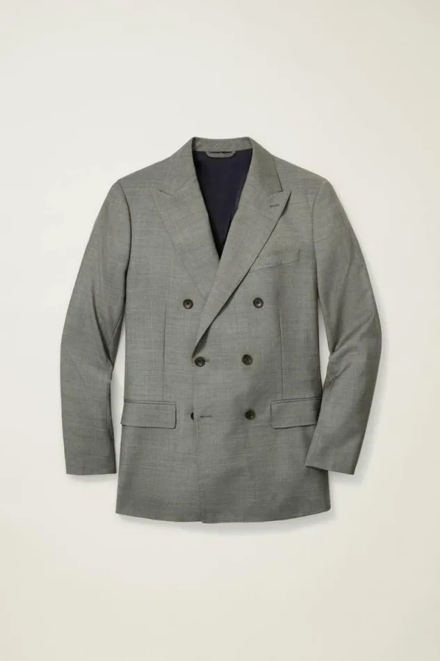 Men Jetsetter Italian Wool Double Breasted Blazer Grey Sharkskin Bonobos Blazers and Sport Coats