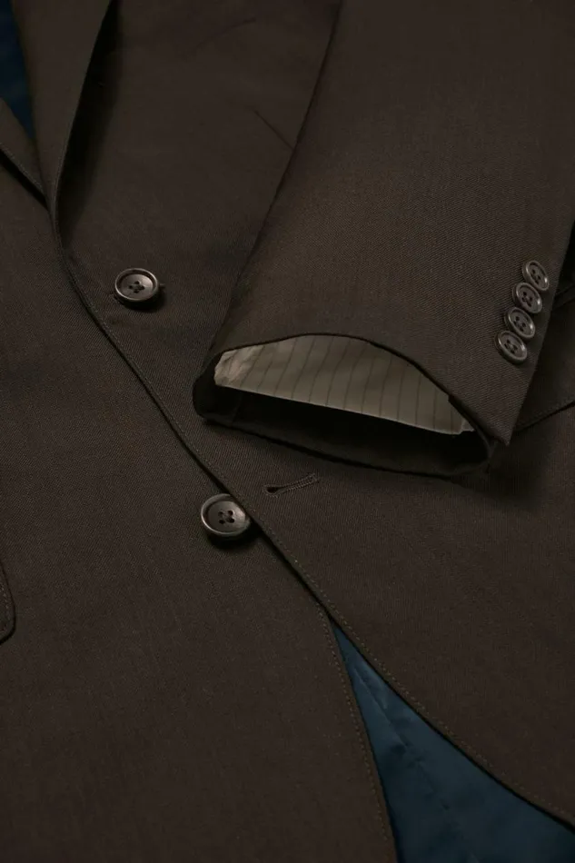 Men Jetsetter Italian Wool Suit Chocolate Brown Sharkskin Bonobos Suits