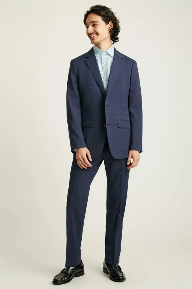 Men Jetsetter Italian Wool Suit Navy Glen Plaid Bonobos Suits