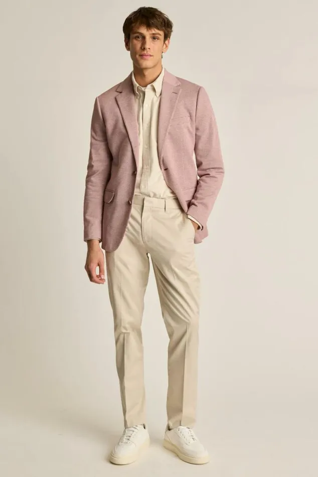 Men Jetsetter Knit Blazer Berry Puppytooth Bonobos Blazers and Sport Coats