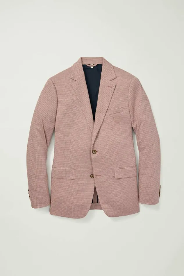 Men Jetsetter Knit Blazer Berry Puppytooth Bonobos Blazers and Sport Coats