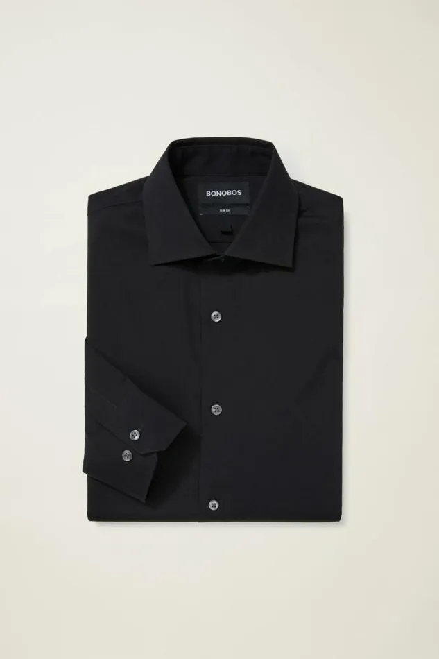Men Jetsetter Stretch Dress Shirt Jet Black Bonobos Business Casual Shirts