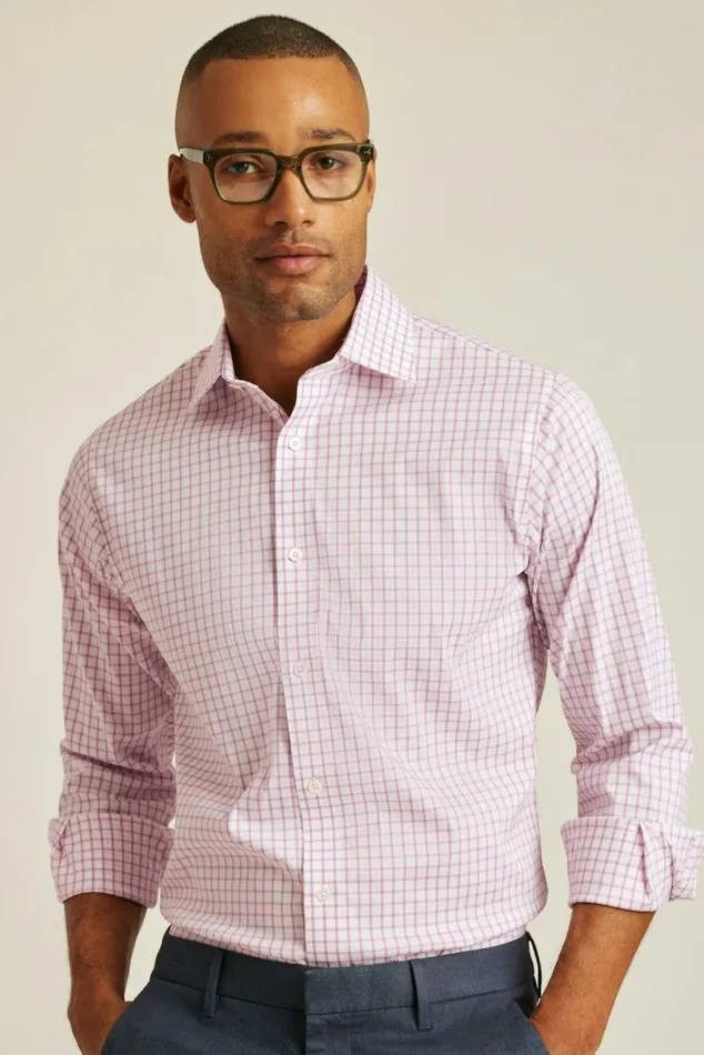 Men Jetsetter Stretch Dress Shirt Mauve Orchid Check Bonobos Business Casual Shirts