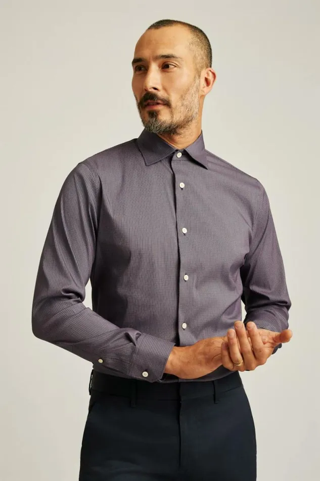 Men Jetsetter Stretch Dress Shirt Navy Purple Rutland Plaid Bonobos Business Casual Shirts