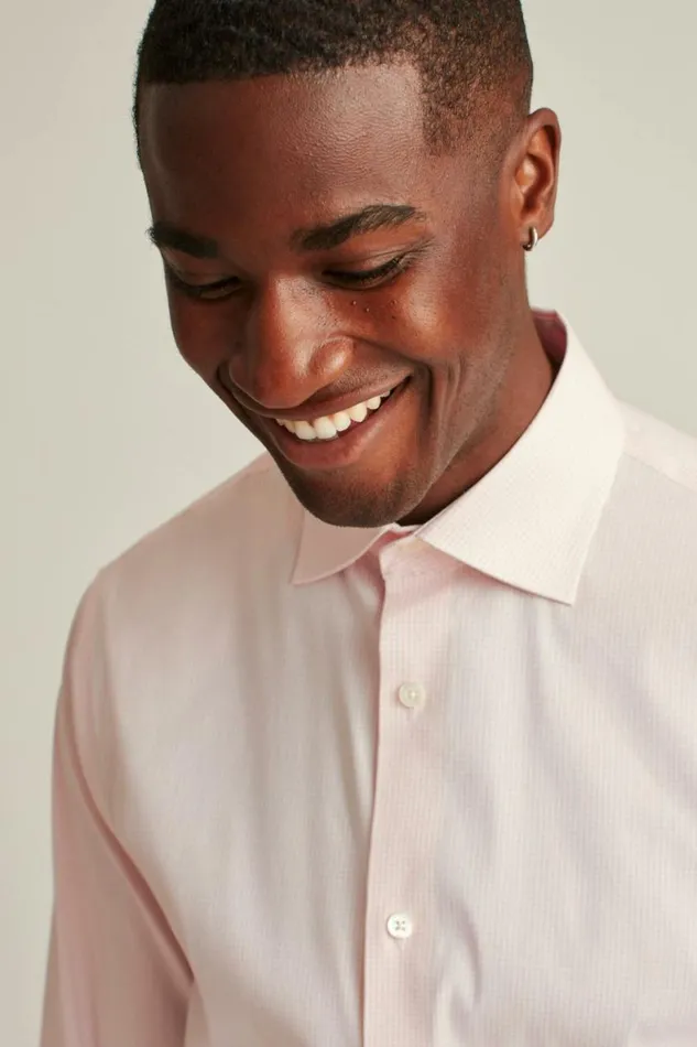 Men Jetsetter Stretch Dress Shirt Pink Mini Gingham Bonobos Business Casual Shirts