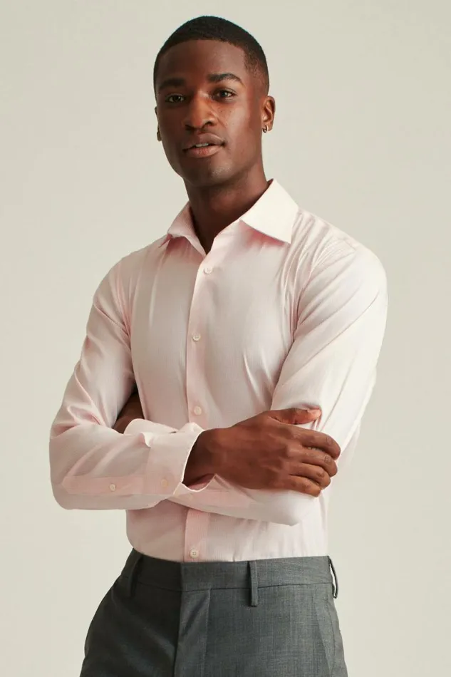 Men Jetsetter Stretch Dress Shirt Pink Mini Gingham Bonobos Business Casual Shirts