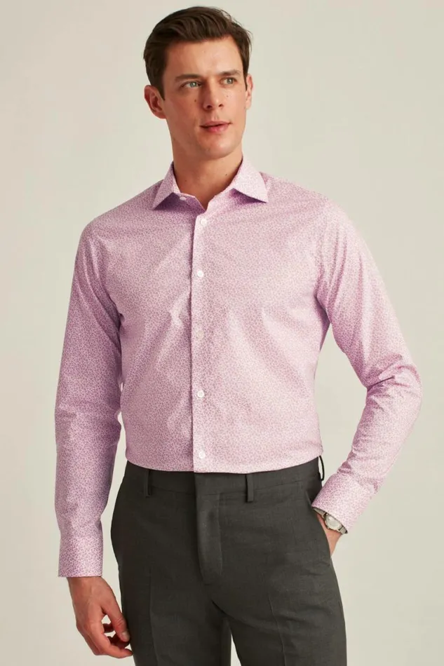 Men Jetsetter Stretch Dress Shirt Rose Stain Floral Bonobos Business Casual Shirts