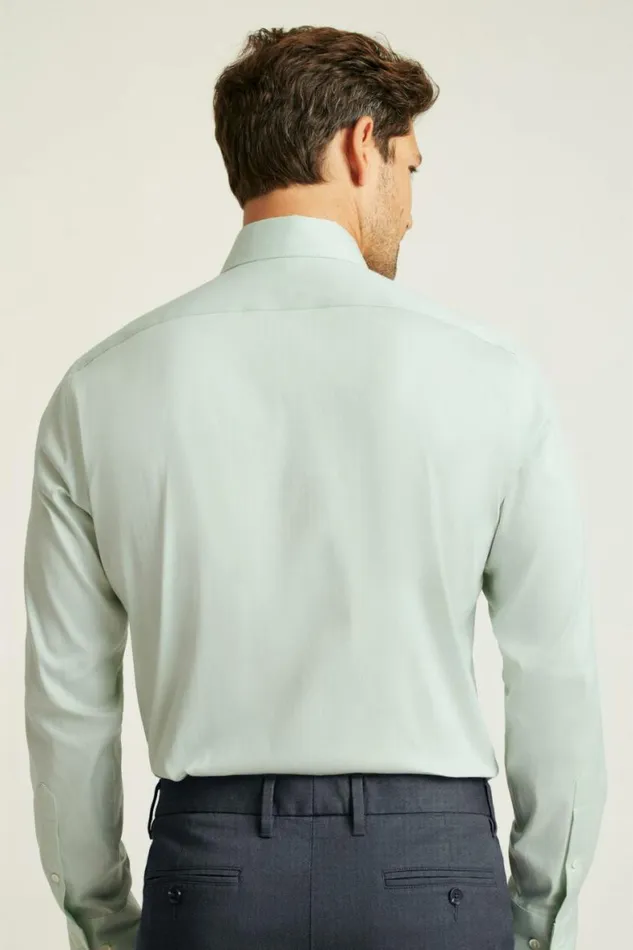 Men Jetsetter Stretch Dress Shirt Sage Green Herringbone Bonobos Business Casual Shirts