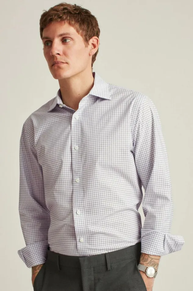 Men Jetsetter Stretch Dress Shirt Violet Purple Check Bonobos Business Casual Shirts