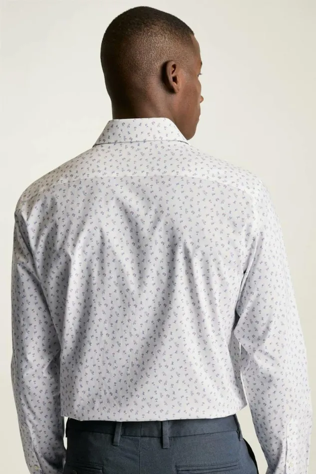 Men Jetsetter Stretch Dress Shirt White And Purple Micro Floral Bonobos Business Casual Shirts