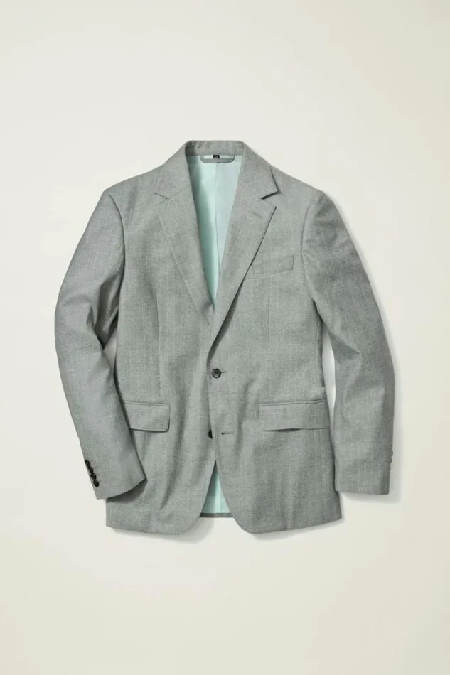 Men Jetsetter Stretch Italian Wool Blazer Grey Chalkstripe Bonobos Blazers and Sport Coats