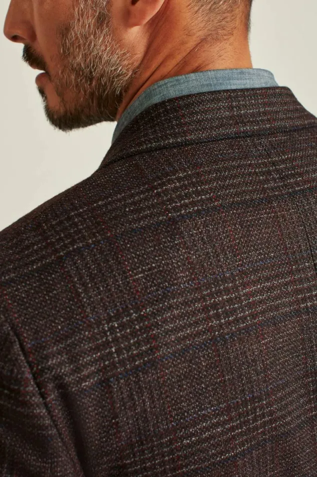 Men Jetsetter Unconstructed Italian Wool Blazer Burgundy Plaid Bonobos Blazers and Sport Coats