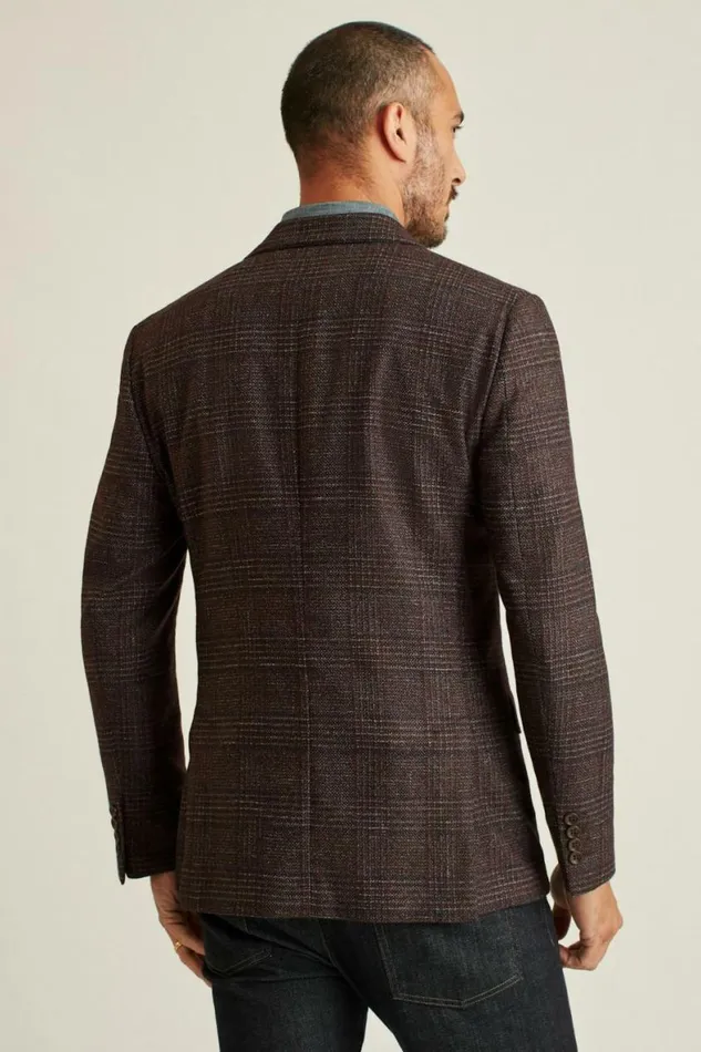 Men Jetsetter Unconstructed Italian Wool Blazer Burgundy Plaid Bonobos Blazers and Sport Coats