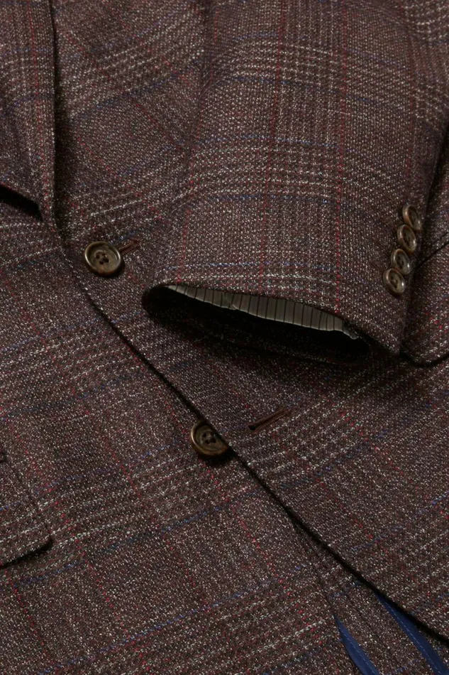 Men Jetsetter Unconstructed Italian Wool Blazer Burgundy Plaid Bonobos Blazers and Sport Coats