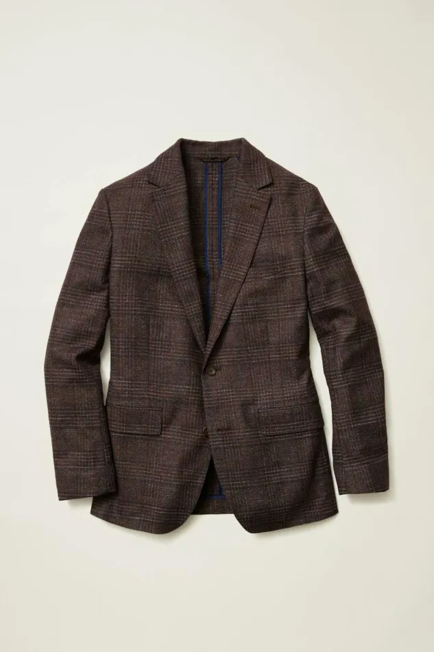 Men Jetsetter Unconstructed Italian Wool Blazer Burgundy Plaid Bonobos Blazers and Sport Coats