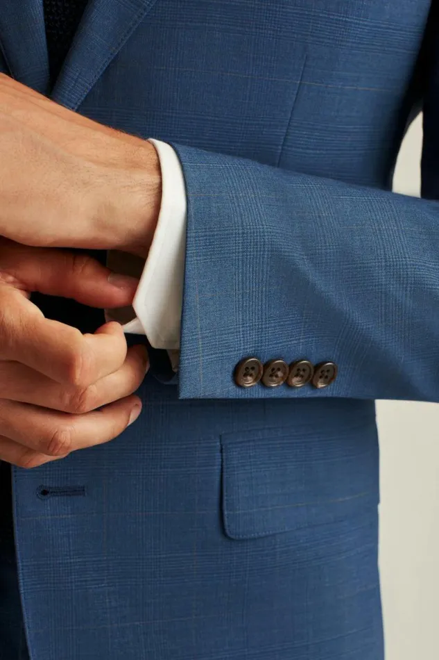 Men Jetsetter Wool Blazer Blue Glen Plaid Bonobos Blazers and Sport Coats