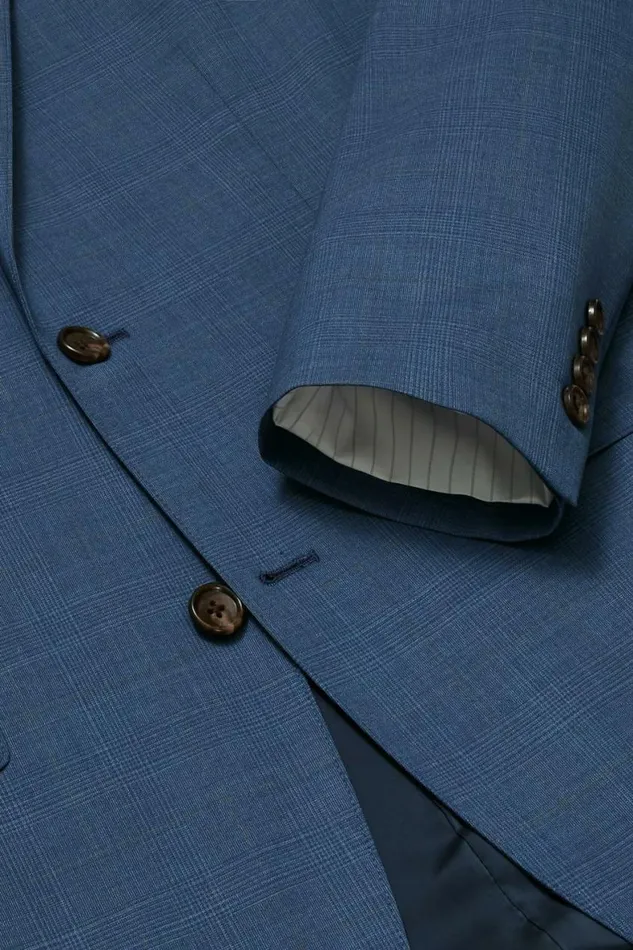 Men Jetsetter Wool Blazer Blue Glen Plaid Bonobos Blazers and Sport Coats