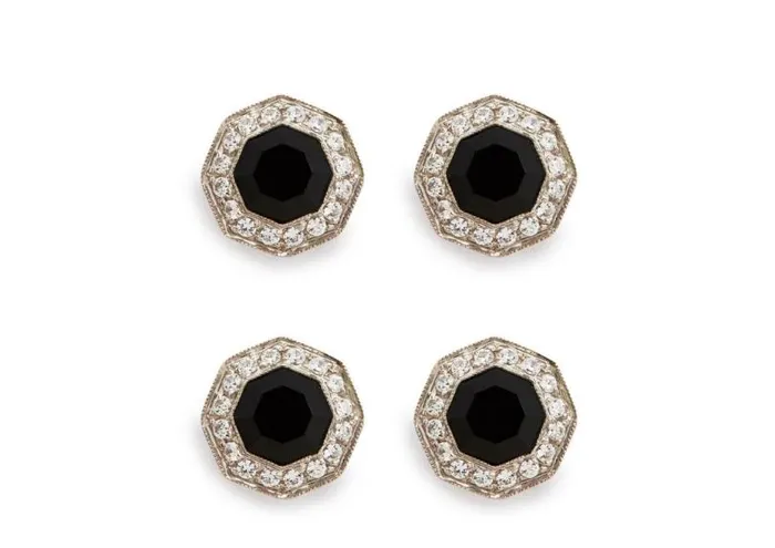Men Jewelry Tom Ford Diamond Onyx Octagon Studs White Gold Black