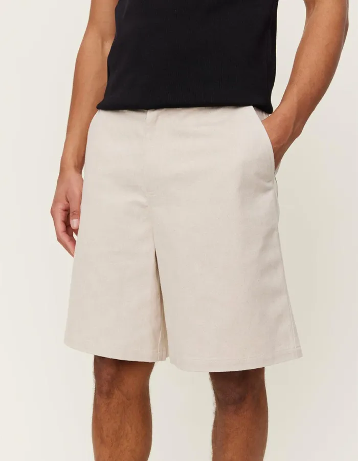 Men Johnny Casual Slub Twill Shorts 8211 Ivory Les Deux Shorts