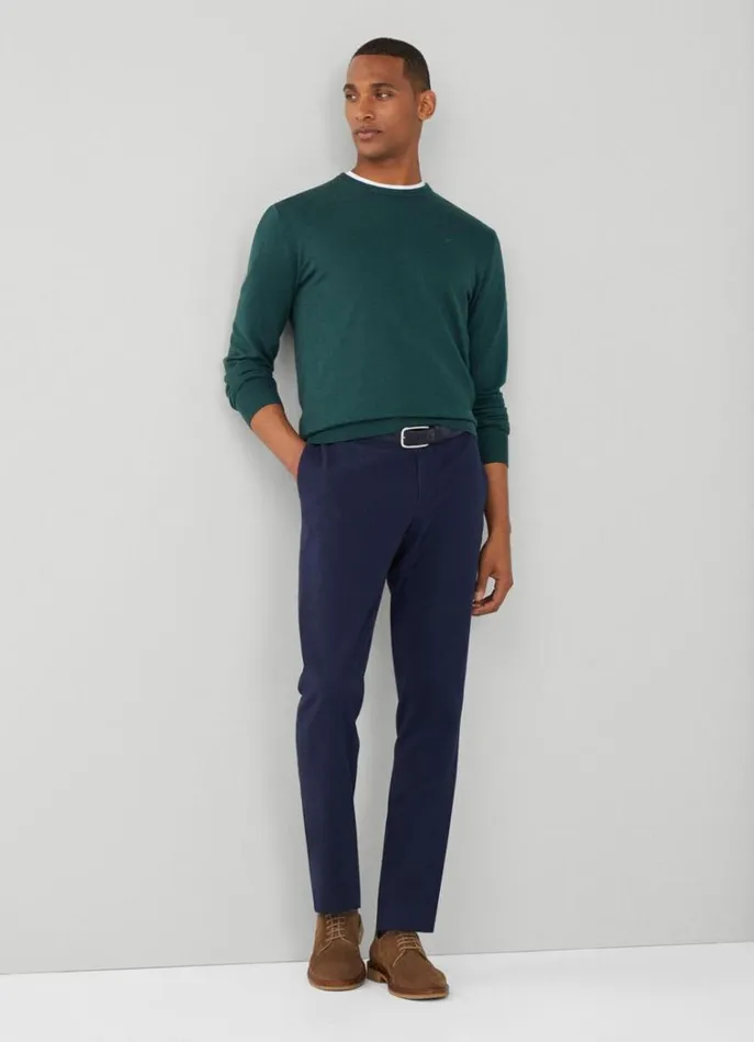 Men Knitwear Hackett London Cotton And Silk Crew Neck Jumper Bottle Green