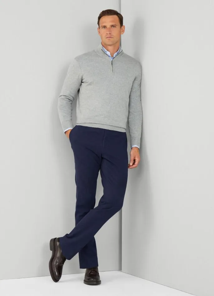 Men Knitwear Hackett London High Neck HalfZip Jumper Cement