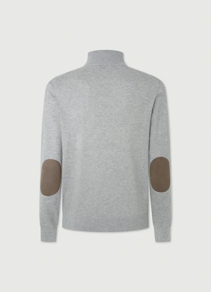 Men Knitwear Hackett London High Neck HalfZip Jumper Cement