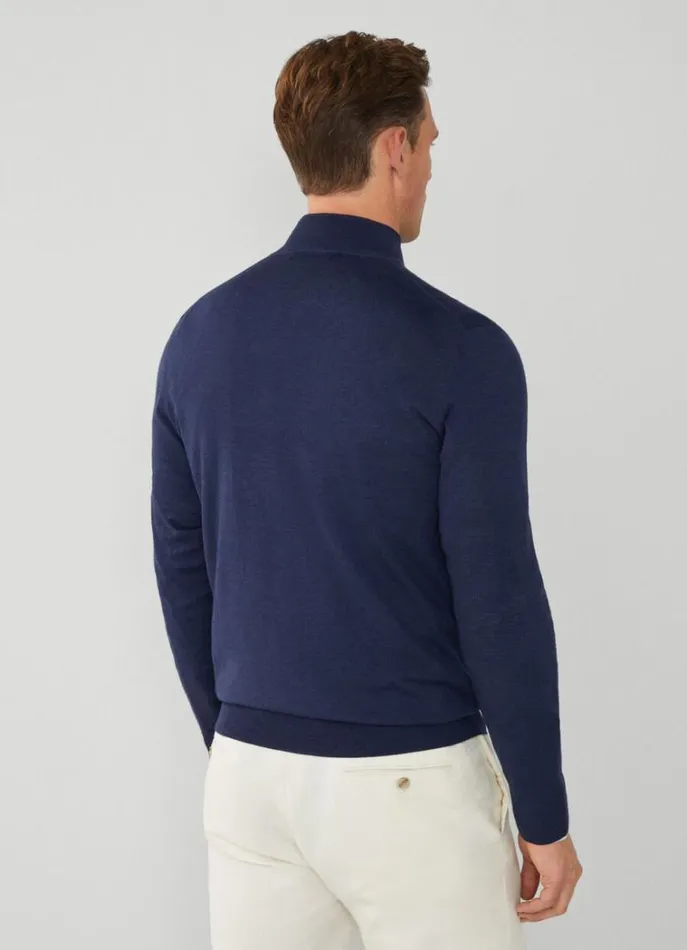 Men Knitwear Hackett London Wool HalfZip Jumper Navy