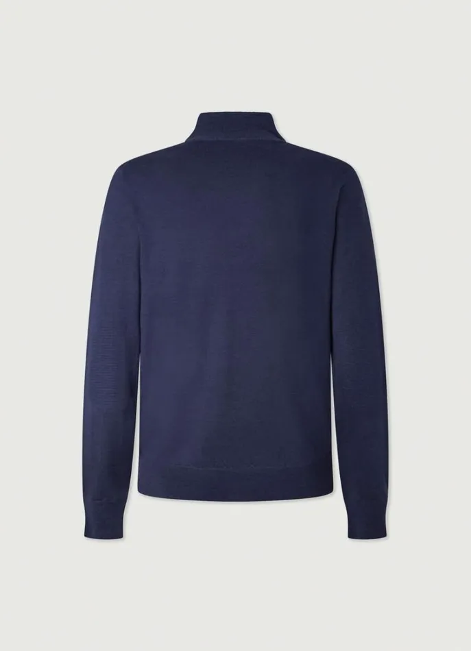 Men Knitwear Hackett London Wool HalfZip Jumper Navy