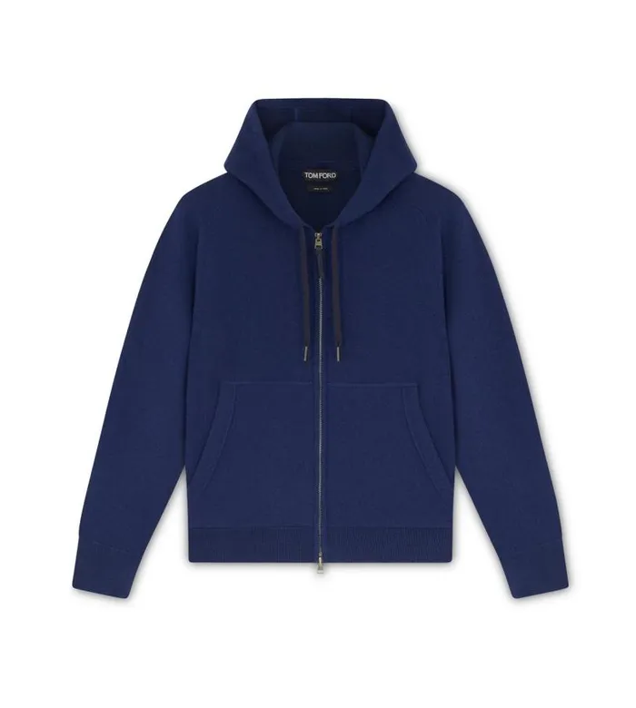 Men Knitwear Tom Ford Cashmere Merino Hoodie Dark Blue
