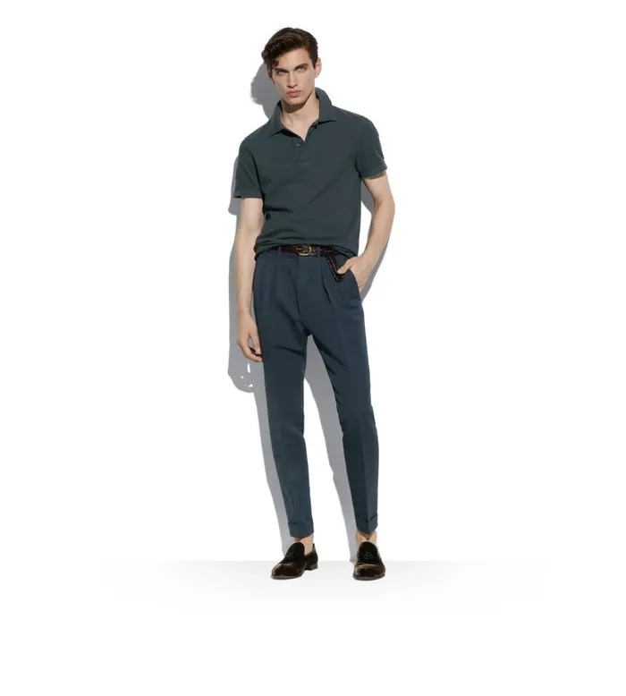 Men Knitwear Tom Ford Tennis Piquet Polo Blue Men Knitwear Tom Ford Tennis Piquet Polo Blue