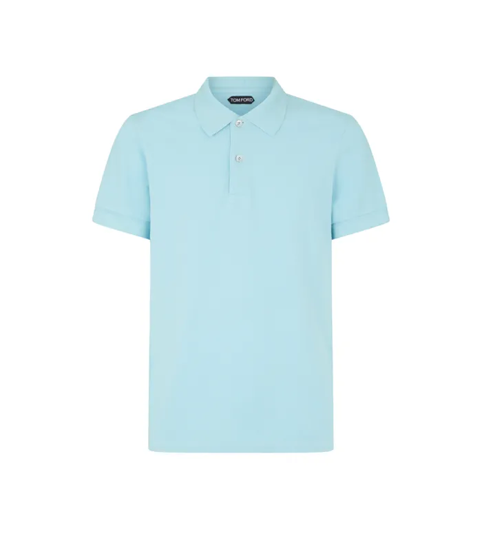 Men Knitwear Tom Ford Tennis Piquet Polo Pale Sky