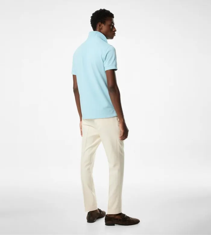 Men Knitwear Tom Ford Tennis Piquet Polo Pale Sky Men Knitwear Tom Ford Tennis Piquet Polo Pale Sky