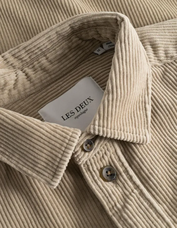 Men Kody Heavy Corduroy Overshirt 8211 Light Desert Sand Les Deux ShirtsOvershirts