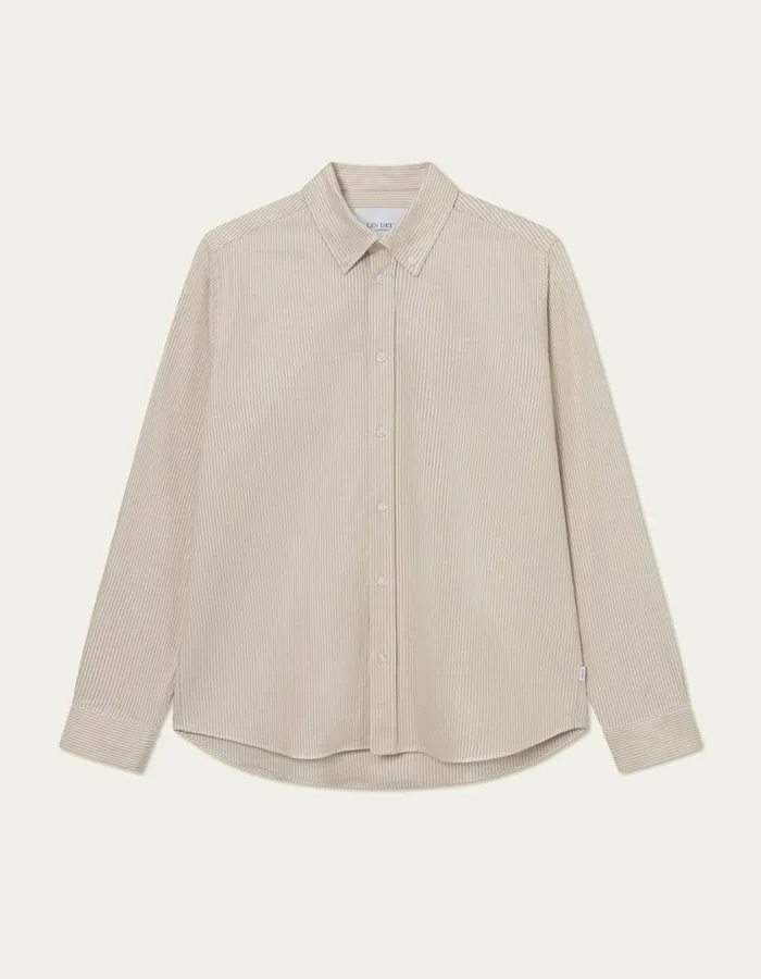Men Konrad Stripe Oxford Shirt 8211 Light IvoryTobacco Brown Les Deux ShirtsOvershirts Men Konrad Stripe Oxford Shirt 8211 Light IvoryTobacco Brown Les Deux ShirtsOvershirts