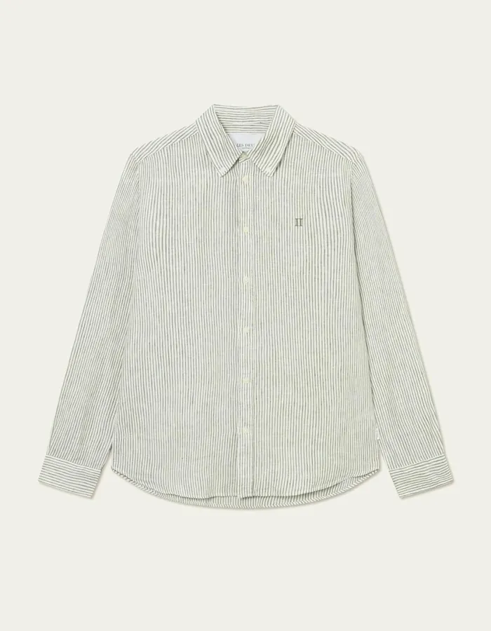 Men Kristian Linen BD Shirt 8211 Light IvoryLichen Green Les Deux ShirtsOvershirts Men Kristian Linen BD Shirt 8211 Light IvoryLichen Green Les Deux ShirtsOvershirts