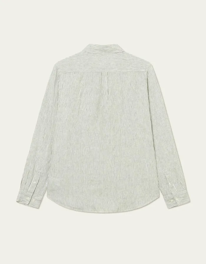 Men Kristian Linen BD Shirt 8211 Light IvoryLichen Green Les Deux ShirtsOvershirts
