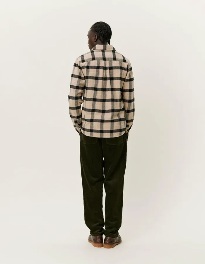 Men Lennon Flannel Check Overshirt 8211 Dark SandBlack Les Deux ShirtsOvershirts