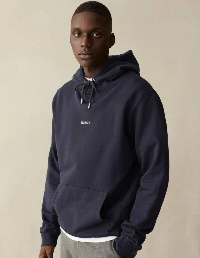 Men Lens Hoodie 8211 Dark NavyWhite Les Deux HoodiesSweatshirts