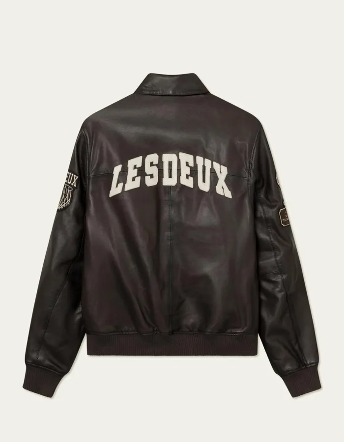 Men Les Deux Varsity Leather Jacket 8211 Brown Les Deux JacketsCoats